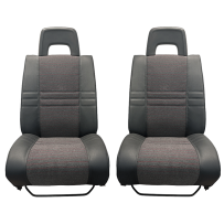 KIT DE 2 GARNITURES AVANT BITON SIMILI GRIS ET TISSUS RAYÉ ROUGE POUR CITOEN C15